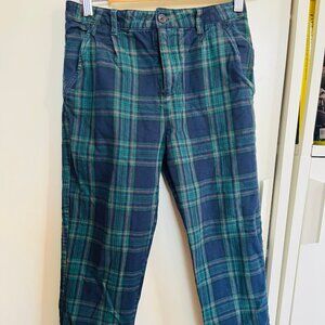 Mini Boden Blue and Green Plaid Kids Pants  Size 14